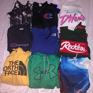Men’s sweatshirt/zip up lot: Size large/X-large